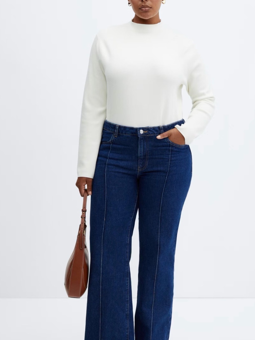 Mango Dark Blue High-Rise Wide-Leg Flare Jeans